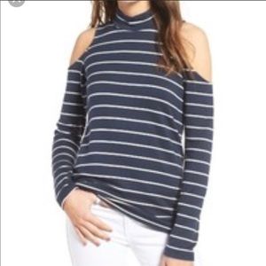 Splendid long sleeve mock neck cold shoulder.